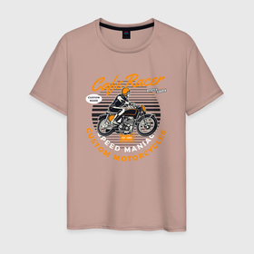Мужская футболка хлопок с принтом Мотоциклист  мото в Курске, 100% хлопок | прямой крой, круглый вырез горловины, длина до линии бедер, слегка спущенное плечо. | moto | мото | мотоспорт | мотоцикл | мотоциклист