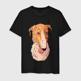 Мужская футболка хлопок с принтом Уставшая собака в Екатеринбурге, 100% хлопок | прямой крой, круглый вырез горловины, длина до линии бедер, слегка спущенное плечо. | пес | собака | собачка | уставшая | уставшая собака