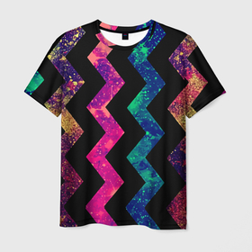 Мужская футболка 3D с принтом Геометрический паттерн   Neon в Кировске, 100% полиэфир | прямой крой, круглый вырез горловины, длина до линии бедер | fashion | geometry | neon | pattern | геометрия | мода | неон | узор