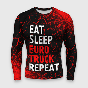 Мужской рашгард 3D с принтом Eat Sleep Euro Truck Repeat  Спрей ,  |  | eat sleep euro truck repeat | euro | logo | simulator | truck | евро | игра | игры | краска | лого | логотип | символ | симулятор | спрей | трак