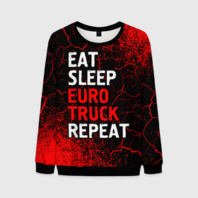 Мужской свитшот 3D с принтом Eat Sleep Euro Truck Repeat   Спрей , 100% полиэстер с мягким внутренним слоем | круглый вырез горловины, мягкая резинка на манжетах и поясе, свободная посадка по фигуре | Тематика изображения на принте: eat sleep euro truck repeat | euro | logo | simulator | truck | евро | игра | игры | краска | лого | логотип | символ | симулятор | спрей | трак