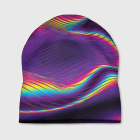 Шапка 3D с принтом Neon fashion pattern   Wave в Санкт-Петербурге, 100% полиэстер | универсальный размер, печать по всей поверхности изделия | fashion | neon | pattern | raster | wave | волна | мода | неон | растр | узор