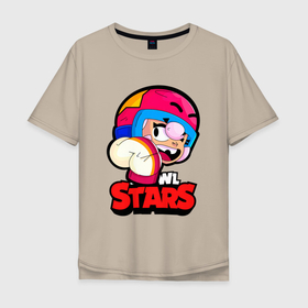 Мужская футболка хлопок Oversize с принтом Бонни   Bonnie BrawlStars в Новосибирске, 100% хлопок | свободный крой, круглый ворот, “спинка” длиннее передней части | boni | bonnie | brawl | brawl stars | brawlstars | brawl_stars | бони | бонни | бравлстарс