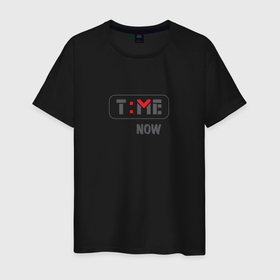 Мужская футболка хлопок с принтом Time Now в Курске, 100% хлопок | прямой крой, круглый вырез горловины, длина до линии бедер, слегка спущенное плечо. | Тематика изображения на принте: now | time | время | здесь и сейчас | сейчас