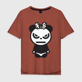 Мужская футболка хлопок Oversize с принтом Бяка бука (мишка) в Новосибирске, 100% хлопок | свободный крой, круглый ворот, “спинка” длиннее передней части | bear | cutie | бука | бяка | вредная | злая | медведица | медведь | милая | милый | мишка | недовольная | обиженная