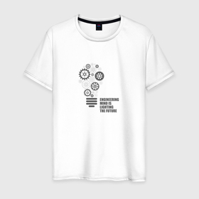 Мужская футболка хлопок с принтом Светлый инженер в Петрозаводске, 100% хлопок | прямой крой, круглый вырез горловины, длина до линии бедер, слегка спущенное плечо. | engineer | инженер | инженер конструктор | проектировщик | разработчик