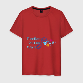 Мужская футболка хлопок с принтом FreeDom On Line World в Петрозаводске, 100% хлопок | прямой крой, круглый вырез горловины, длина до линии бедер, слегка спущенное плечо. | альтернативная музыка | брейк бит | металл | музыка | радио | рок