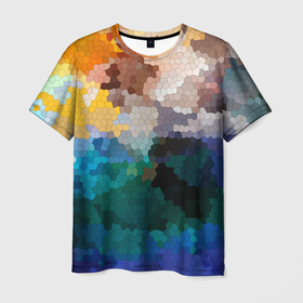 Мужская футболка 3D с принтом Осенний мозаичный узор , 100% полиэфир | прямой крой, круглый вырез горловины, длина до линии бедер | Тематика изображения на принте: абстрактный | камуфляж | милитари | модный | мозаика | разноцветный | современный