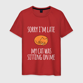 Мужская футболка хлопок с принтом рыжий котик отдыхает в Новосибирске, 100% хлопок | прямой крой, круглый вырез горловины, длина до линии бедер, слегка спущенное плечо. | cat | киска | китюлька | котик | котэ | оранж кот | рыжий кот