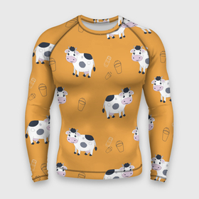 Мужской рашгард 3D с принтом Веселые коровки с ведрами молока в Санкт-Петербурге,  |  | cow | cows | бидон | бидон молока | ведерко | ведро | де | детский | детский принт | домашние животные | животные | животные для детей | корова | коровка | коровы | милая корова | милый | молоко | мультики