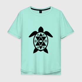 Мужская футболка хлопок Oversize с принтом Черепаха морская в Санкт-Петербурге, 100% хлопок | свободный крой, круглый ворот, “спинка” длиннее передней части | море | морское дно | подводные жители | черепаха