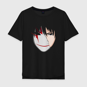 Мужская футболка хлопок Oversize с принтом Маска Хэй | Темнее тёмного , 100% хлопок | свободный крой, круглый ворот, “спинка” длиннее передней части | anime | darker than black | hei | kuro no keiyakusha | аниме | анимэ | темнее чёрного | хэй