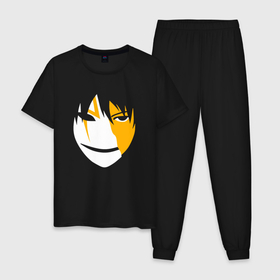 Мужская пижама хлопок с принтом Маска Ли | Темнее тёмного в Курске, 100% хлопок | брюки и футболка прямого кроя, без карманов, на брюках мягкая резинка на поясе и по низу штанин
 | anime | darker than black | hei | kuro no keiyakusha | аниме | анимэ | ли шэньшунь | темнее чёрного | хэй