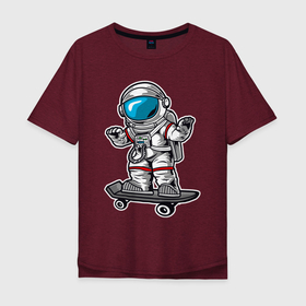 Мужская футболка хлопок Oversize с принтом Космонавт   скейтер в Кировске, 100% хлопок | свободный крой, круглый ворот, “спинка” длиннее передней части | астронавт | космонавт | космос | скейт | скейтер