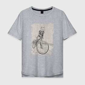 Мужская футболка хлопок Oversize с принтом Лиса байк панк в Курске, 100% хлопок | свободный крой, круглый ворот, “спинка” длиннее передней части | Тематика изображения на принте: 