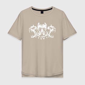 Мужская футболка хлопок Oversize с принтом ZillaKami x SosMula City Morgue   Cerberus , 100% хлопок | свободный крой, круглый ворот, “спинка” длиннее передней части | cerberus | city | citymorgue | morgue | sos mula | sosmula | zilla kami | zillakami | цербер