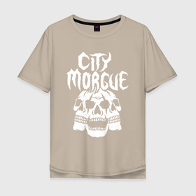 Мужская футболка хлопок Oversize с принтом ZillaKami x SosMula City   Morgue Skulls , 100% хлопок | свободный крой, круглый ворот, “спинка” длиннее передней части | city | citymorgue | morgue | skulls | sos mula | sosmula | zilla kami | zillakami | черепа