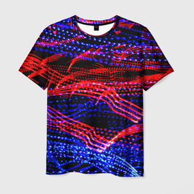 Мужская футболка 3D с принтом Neon vanguard pattern 2022 в Белгороде, 100% полиэфир | прямой крой, круглый вырез горловины, длина до линии бедер | Тематика изображения на принте: abstraction | fashion | neon | pattern | vanguard | абстракция | авангард | мода | неон | узор