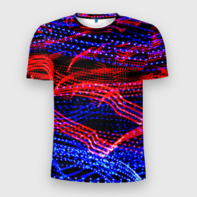 Мужская футболка 3D Slim с принтом Neon vanguard pattern 2022 в Кировске, 100% полиэстер с улучшенными характеристиками | приталенный силуэт, круглая горловина, широкие плечи, сужается к линии бедра | abstraction | fashion | neon | pattern | vanguard | абстракция | авангард | мода | неон | узор