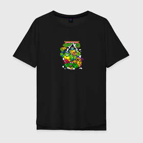 Мужская футболка хлопок Oversize с принтом Turtles   Pizza Power в Белгороде, 100% хлопок | свободный крой, круглый ворот, “спинка” длиннее передней части | ninja | pizza | teenage ninja mutant turtles | turtles | кавабанга
