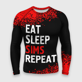 Мужской рашгард 3D с принтом Eat Sleep Sims Repeat  Краска в Кировске,  |  | Тематика изображения на принте: eat sleep sims repeat | logo | sims | the | игра | игры | краска | лого | логотип | символ | симс | спрей