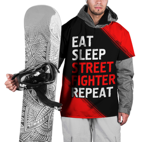 Накидка на куртку 3D с принтом Eat Sleep Street Fighter Repeat | Краска в Петрозаводске, 100% полиэстер |  | eat sleep street fighter repeat | fighter | logo | street | игра | игры | краска | лого | логотип | символ | стрит | файтер