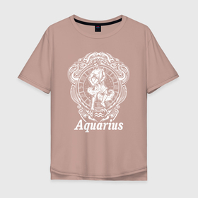 Мужская футболка хлопок Oversize с принтом Aquarius (водолей) в Тюмени, 100% хлопок | свободный крой, круглый ворот, “спинка” длиннее передней части | aquarius | horoscope | астрология | водолей | гороскоп | зведы | знак зодиака | символ