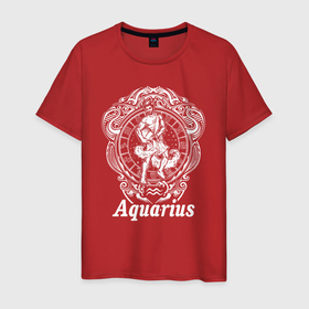 Мужская футболка хлопок с принтом Aquarius (водолей) в Курске, 100% хлопок | прямой крой, круглый вырез горловины, длина до линии бедер, слегка спущенное плечо. | aquarius | horoscope | астрология | водолей | гороскоп | зведы | знак зодиака | символ