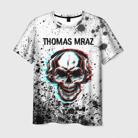 Мужская футболка 3D с принтом Thomas Mraz   ЧЕРЕП   Краска в Кировске, 100% полиэфир | прямой крой, круглый вырез горловины, длина до линии бедер | mraz | music | rap | thomas | thomas mraz | краска | краски | мрац | музыка | рэп | рэпер | рэперы | рэпперы | томас | хип | хип хоп | хоп | череп