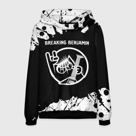Мужская толстовка 3D с принтом Breaking Benjamin + КОТ + Брызги в Екатеринбурге, 100% полиэстер | двухслойный капюшон со шнурком для регулировки, мягкие манжеты на рукавах и по низу толстовки, спереди карман-кенгуру с мягким внутренним слоем. | band | benjamin | breaking | breaking benjamin | metal | paint | rock | бенджамин | брейкин | брызги | группа | кот | краска | рок