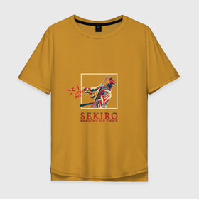 Мужская футболка хлопок Oversize с принтом Sekiro  Однорукий волк в Санкт-Петербурге, 100% хлопок | свободный крой, круглый ворот, “спинка” длиннее передней части | sekiro | другу | игры | парню