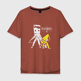 Мужская футболка хлопок Oversize с принтом Эмблема Little Nightmares 2 в Тюмени, 100% хлопок | свободный крой, круглый ворот, “спинка” длиннее передней части | Тематика изображения на принте: little nightmares | игры | ужасы