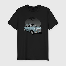 Мужская футболка хлопок Slim с принтом Автомобиль  классика в Санкт-Петербурге, 92% хлопок, 8% лайкра | приталенный силуэт, круглый вырез ворота, длина до линии бедра, короткий рукав | авто | автоклассика | классика | ретро | ретро авто | старая машина | старое авто | старый автомобиль