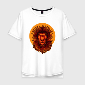 Мужская футболка хлопок Oversize с принтом Солнечный  лев в Екатеринбурге, 100% хлопок | свободный крой, круглый ворот, “спинка” длиннее передней части | король лев | лев | львенок | львица | солнечный | солнце