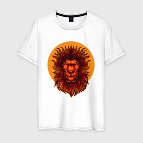 Мужская футболка хлопок с принтом Солнечный  лев в Новосибирске, 100% хлопок | прямой крой, круглый вырез горловины, длина до линии бедер, слегка спущенное плечо. | король лев | лев | львенок | львица | солнечный | солнце