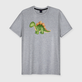 Мужская футболка хлопок Slim с принтом любитель динозавров в Тюмени, 92% хлопок, 8% лайкра | приталенный силуэт, круглый вырез ворота, длина до линии бедра, короткий рукав | dino | dinosaur | дино | динозавр | динозаврик