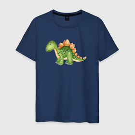 Мужская футболка хлопок с принтом любитель динозавров в Новосибирске, 100% хлопок | прямой крой, круглый вырез горловины, длина до линии бедер, слегка спущенное плечо. | dino | dinosaur | дино | динозавр | динозаврик