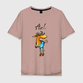 Мужская футболка хлопок Oversize с принтом Козерог. Ах в Тюмени, 100% хлопок | свободный крой, круглый ворот, “спинка” длиннее передней части | Тематика изображения на принте: ах | коза | козел | козерог | овен