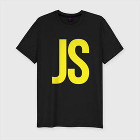 Мужская футболка хлопок Slim с принтом Язык программирования JavaScript , 92% хлопок, 8% лайкра | приталенный силуэт, круглый вырез ворота, длина до линии бедра, короткий рукав | code | javascript | js | language | programmer | программирование