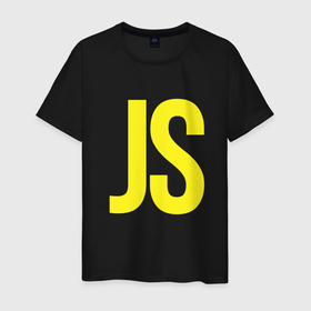 Мужская футболка хлопок с принтом Язык программирования JavaScript в Петрозаводске, 100% хлопок | прямой крой, круглый вырез горловины, длина до линии бедер, слегка спущенное плечо. | code | javascript | js | language | programmer | программирование