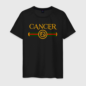 Мужская футболка хлопок с принтом CANCER брэнд в Петрозаводске, 100% хлопок | прямой крой, круглый вырез горловины, длина до линии бедер, слегка спущенное плечо. | cancer | horoscope | астрология | гороскоп | гучи | гуччи | зведы | знак зодиака | рак | символ