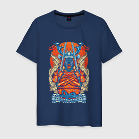 Мужская футболка хлопок с принтом Медведь ниндзя в Санкт-Петербурге, 100% хлопок | прямой крой, круглый вырез горловины, длина до линии бедер, слегка спущенное плечо. | воин | животное | медведь | ниндзя | череп