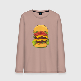 Мужской лонгслив хлопок с принтом Самый вкусный гамбургер в Кировске, 100% хлопок |  | hamburger | бургер | бутерброд | гамбургер | еда | мак | сендвич