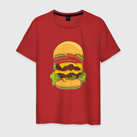 Мужская футболка хлопок с принтом Самый вкусный гамбургер в Екатеринбурге, 100% хлопок | прямой крой, круглый вырез горловины, длина до линии бедер, слегка спущенное плечо. | hamburger | бургер | бутерброд | гамбургер | еда | мак | сендвич
