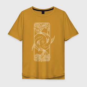 Мужская футболка хлопок Oversize с принтом Зодиак | Рыбы в Екатеринбурге, 100% хлопок | свободный крой, круглый ворот, “спинка” длиннее передней части | pisces | zodiaс | знаки зодиака | знакизодиака | зодиак | рыбы