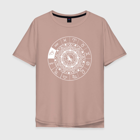 Мужская футболка хлопок Oversize с принтом Зодиакальный круг   Козерог в Петрозаводске, 100% хлопок | свободный крой, круглый ворот, “спинка” длиннее передней части | aquarius | capricorn | horoscope | астрология | зведы | знак зодиака | козерог | символ