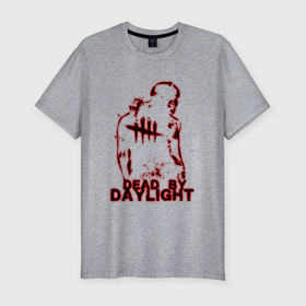 Мужская футболка хлопок Slim с принтом Dead by Daylight dbd , 92% хлопок, 8% лайкра | приталенный силуэт, круглый вырез ворота, длина до линии бедра, короткий рукав | ayrun | dbd | dead by daylight | dead by daylight gameplay | gameplay | no0b3 | otzdarva