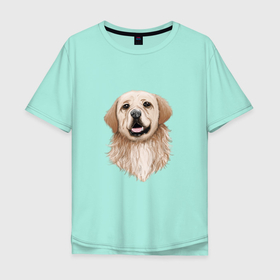 Мужская футболка хлопок Oversize с принтом ДОБРОДУШНАЯ СОБАКА , 100% хлопок | свободный крой, круглый ворот, “спинка” длиннее передней части | домашнее животное | животное | забавный | лабрадор | лапа | любитель собак | милый | модный | собака | щенок