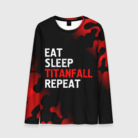 Мужской лонгслив 3D с принтом Eat Sleep Titanfall Repeat + Милитари в Кировске, 100% полиэстер | длинные рукава, круглый вырез горловины, полуприлегающий силуэт | Тематика изображения на принте: eat sleep titanfall repeat | logo | titanfall | игра | игры | камуфляж | лого | логотип | милитари | символ | титанфол