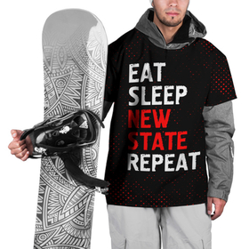 Накидка на куртку 3D с принтом Eat Sleep New State Repeat   Потертости в Санкт-Петербурге, 100% полиэстер |  | Тематика изображения на принте: battlegrounds | eat sleep new state repeat | logo | pubg | батлграунт | гранж | игра | игры | лого | логотип | пабг | символ